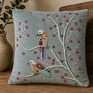  Hand Embroidary Cushion Cover pair-Bird design from Divine Hut