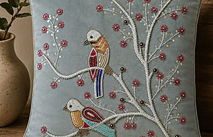 Hand Embroidary Cushion Cover pair-Bird design