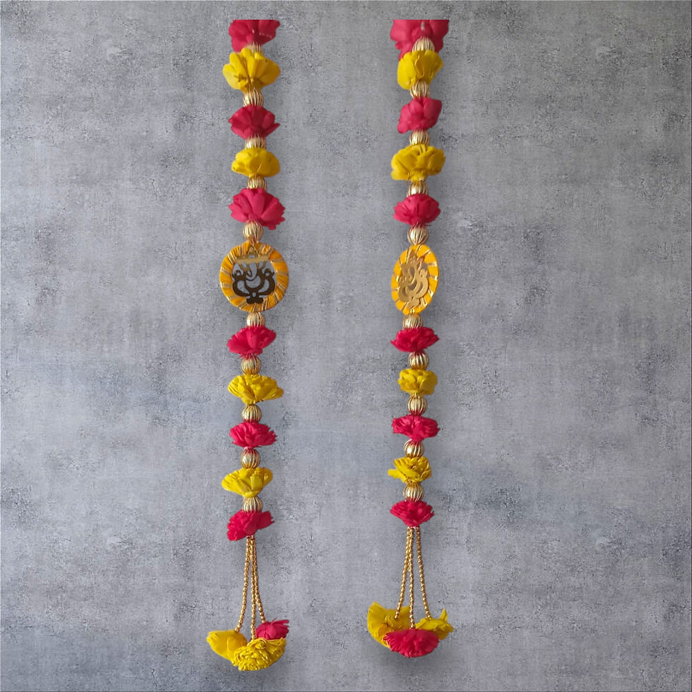 Thumbnail: Wall Hanging | Door Hanging | Solawood Flowers with Ganesha Motive| (pair)