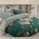 Thumbnail: Teal Shade Floral Print Queen Size bed sheet (Fitted)
