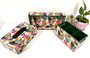 Tableware set | Tropical design | Tray | Tissue Box | Cutlery Holder