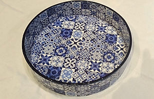 Summer blue print Round Tray