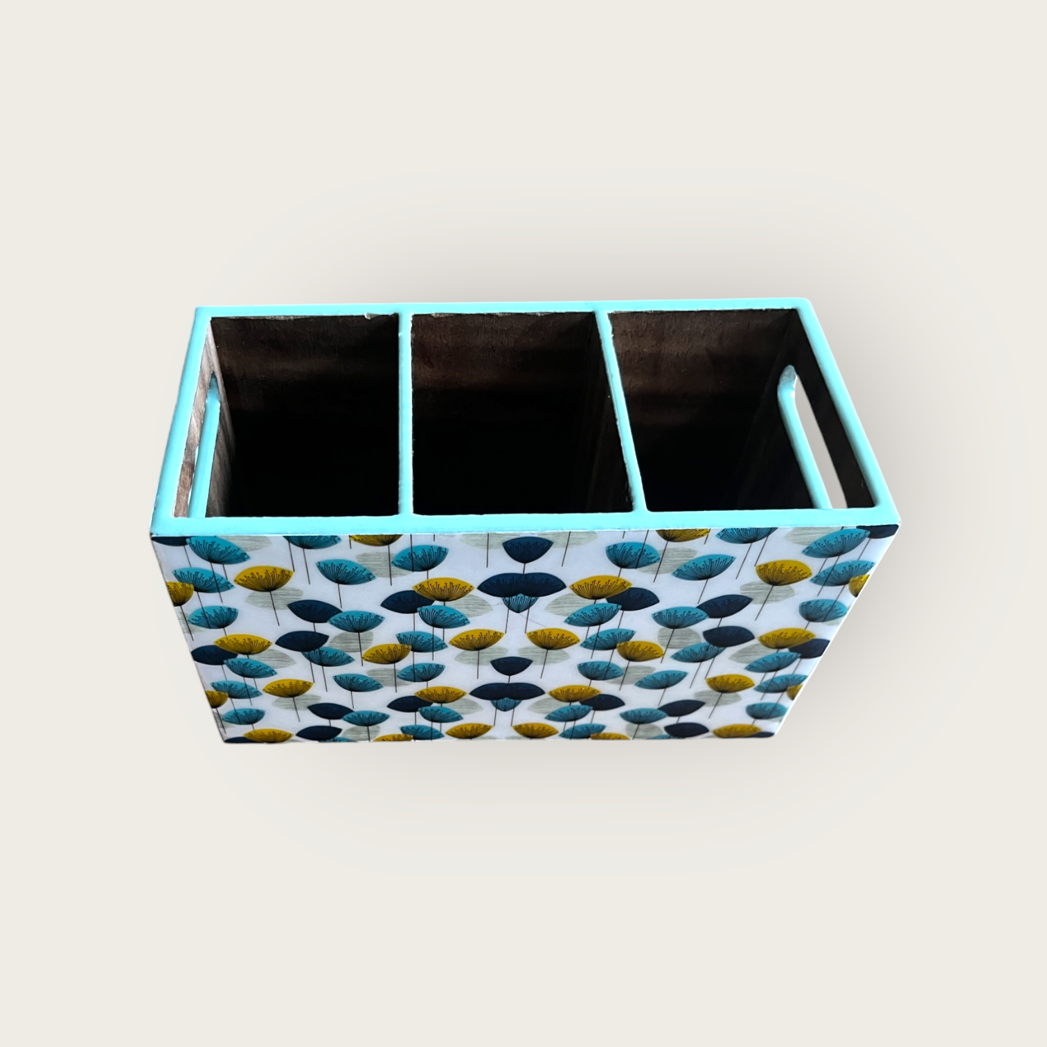 cutlery holder; caddy holder with digital mushroom print