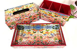 Tableware set -Tray | Tissue Box | Cutlery Holder | Butterfly Garden