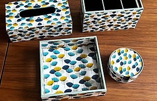 Tableware set | Mushroom print | Tray | Tissue Box | Coaster | Cutl