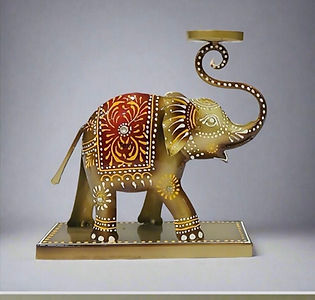 Metal Candle holder - Handpainted Metal Candle Holder- Elephant Design