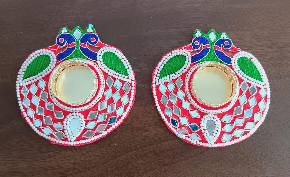 Thumbnail: Exclusive T-light Holder in Peacock design and MDF base (1pc)