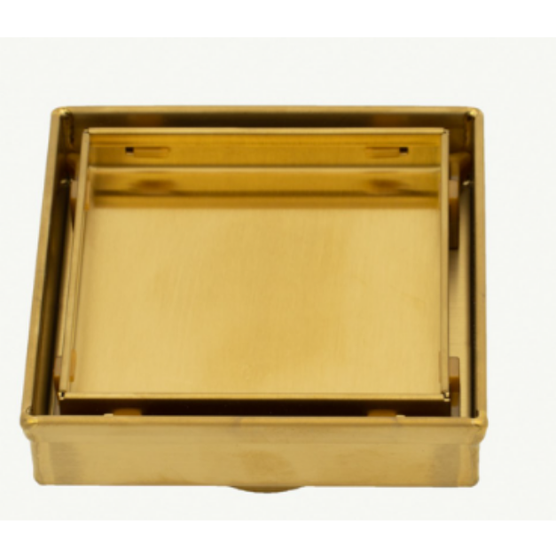 Radiant Tile Insert Square Shower Grate 100mm (38mm Outlet) - 316-GLDRGS10038