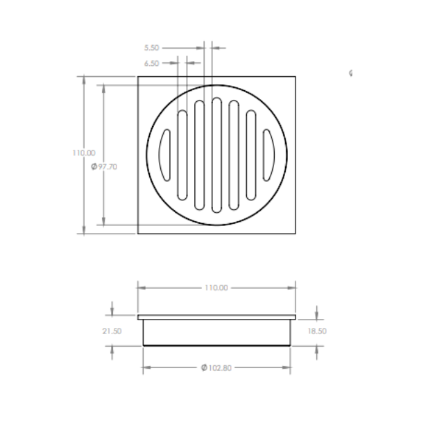 Thumbnail: Wasteland Round 100mm Push-in Chrome Waste - 14101.01