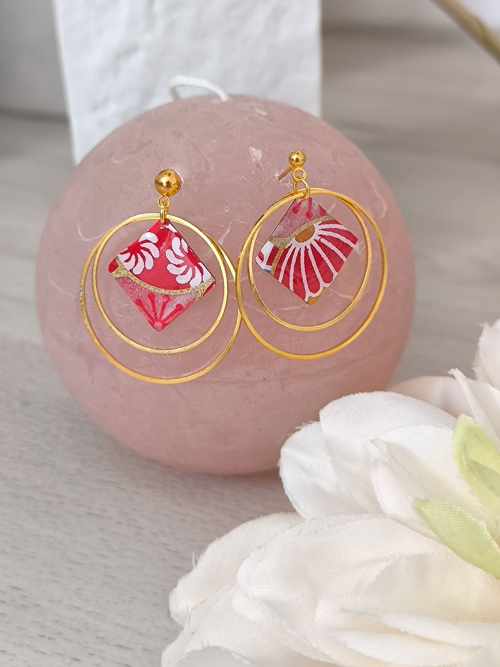 Miniature : boucles d'oreilles rouges