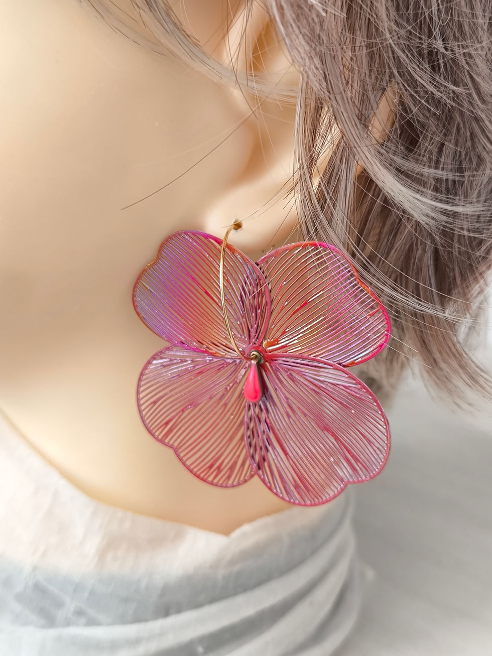 Miniature : boucles d'oreilles créoles grosse fleur