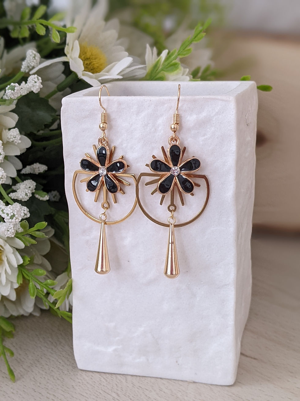 Miniature : Boucles d'oreilles fantaisie fait main dorées