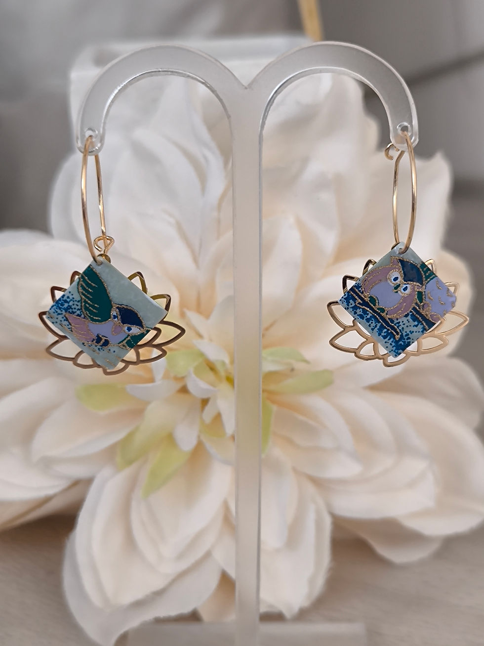 Miniature : Boucles d'oreilles créoles hibou