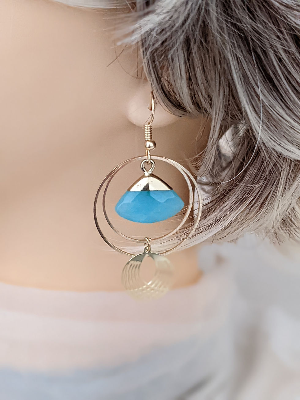 Miniature : Boucles d'oreilles bleu turquoise fait main