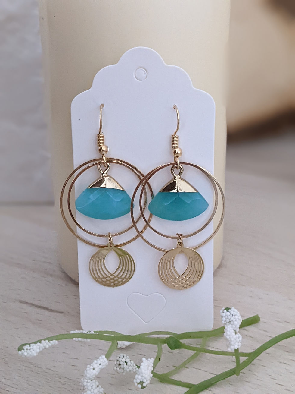 Miniature : Boucles d'oreilles bleu turquoise fait main