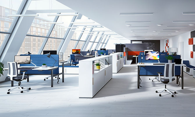 Opens pace met workbenches en play and work kasten