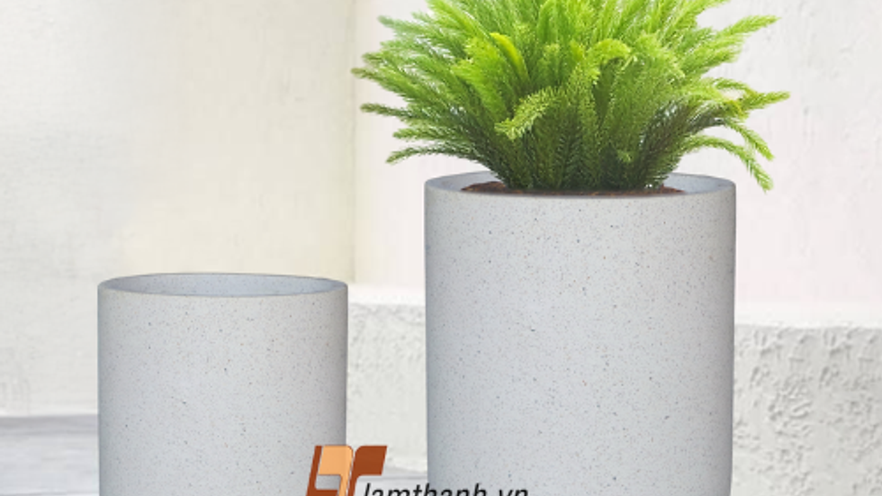 Stone-Textured Concrete Planter