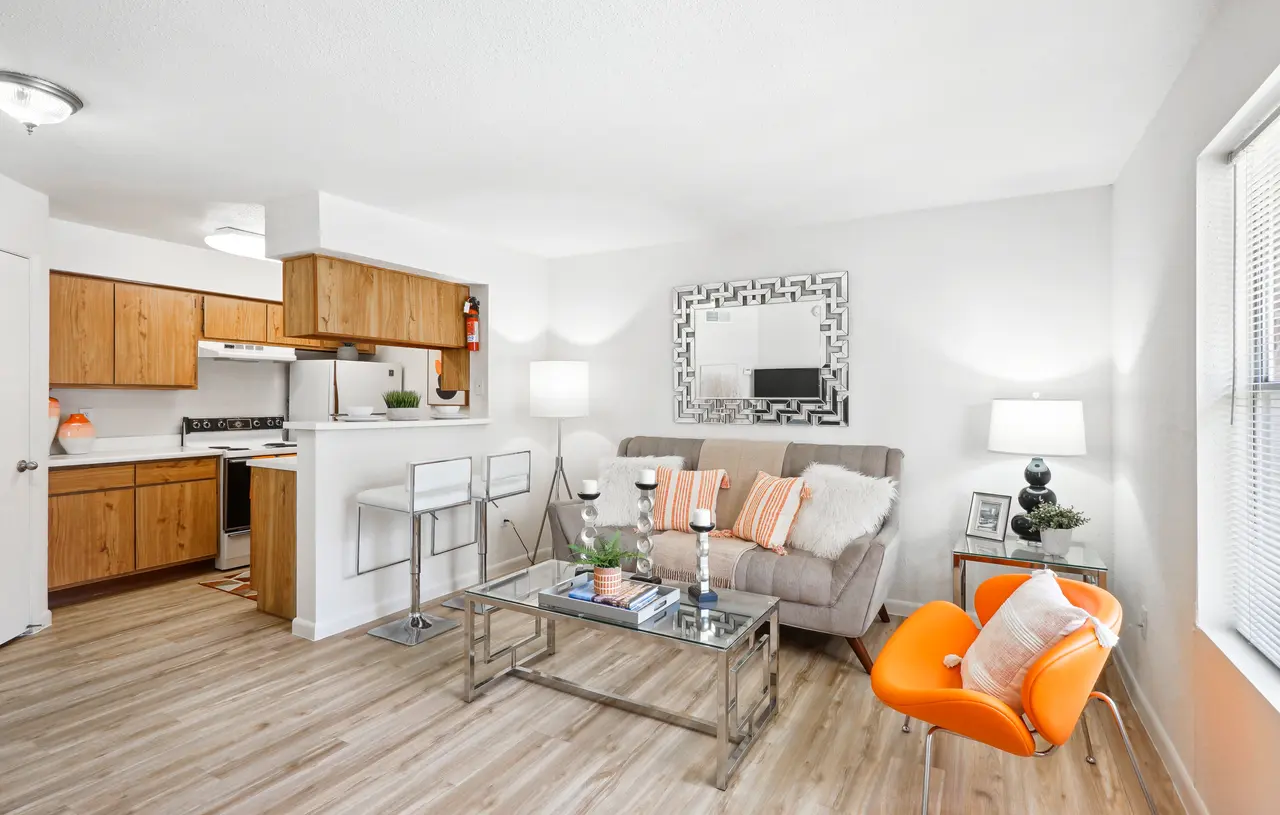 The Gardens Apartments Living Room and Kitchen