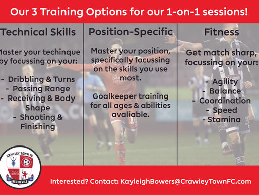 Introducing Crawley Town’s 1-on-1 sessions!