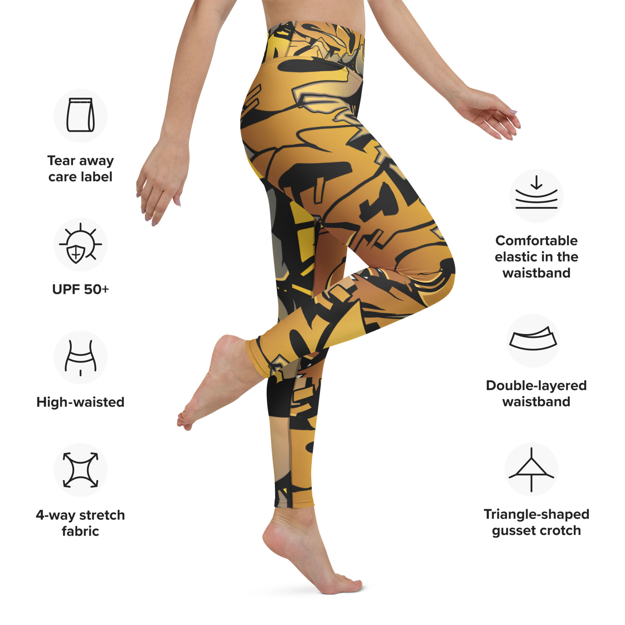 Yellow and Orange E$oteric Agenda Graffiti Yoga Leggings