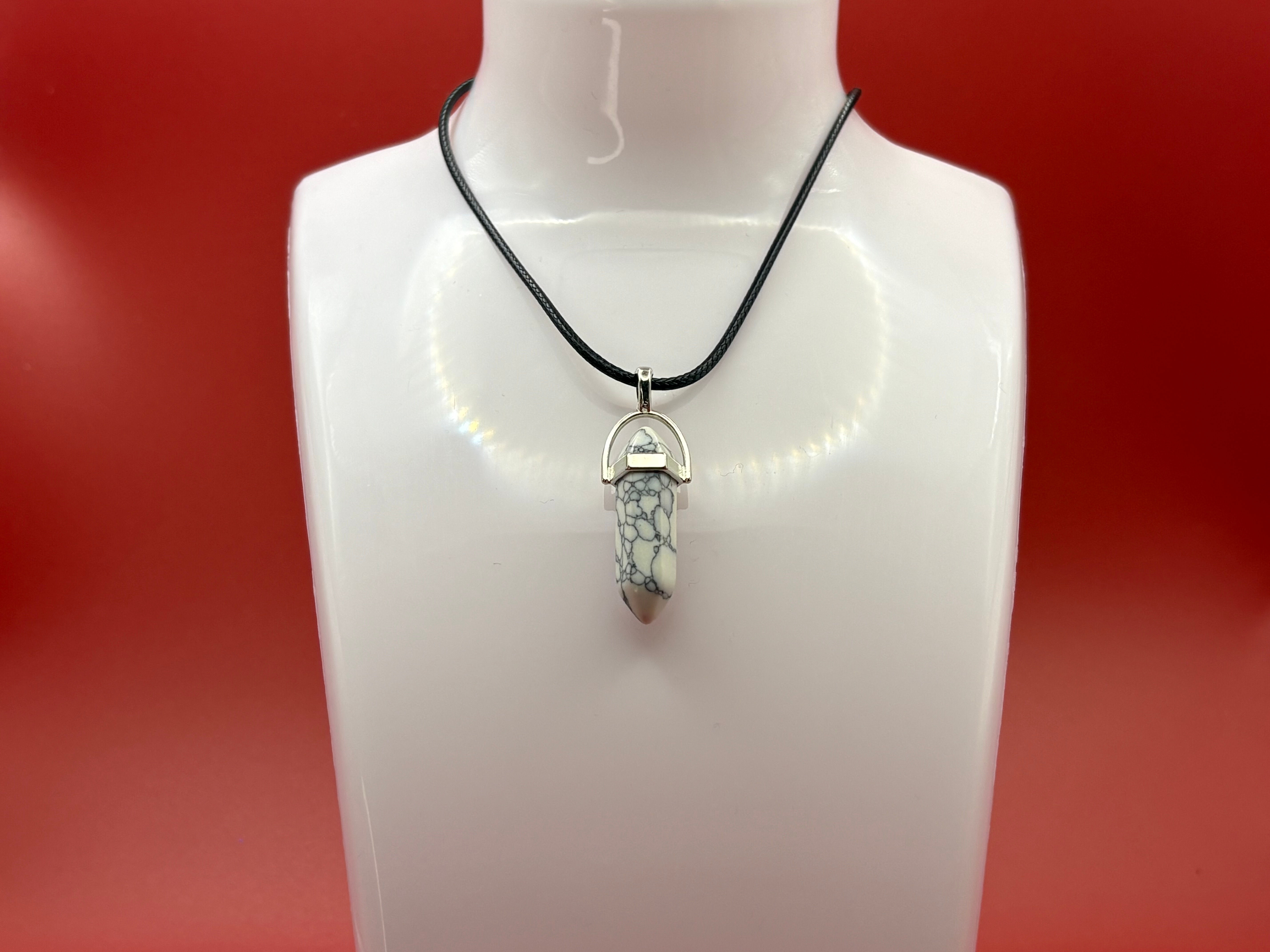 Granite Whisper Prism Pendant Necklace with Faux Leather Cord