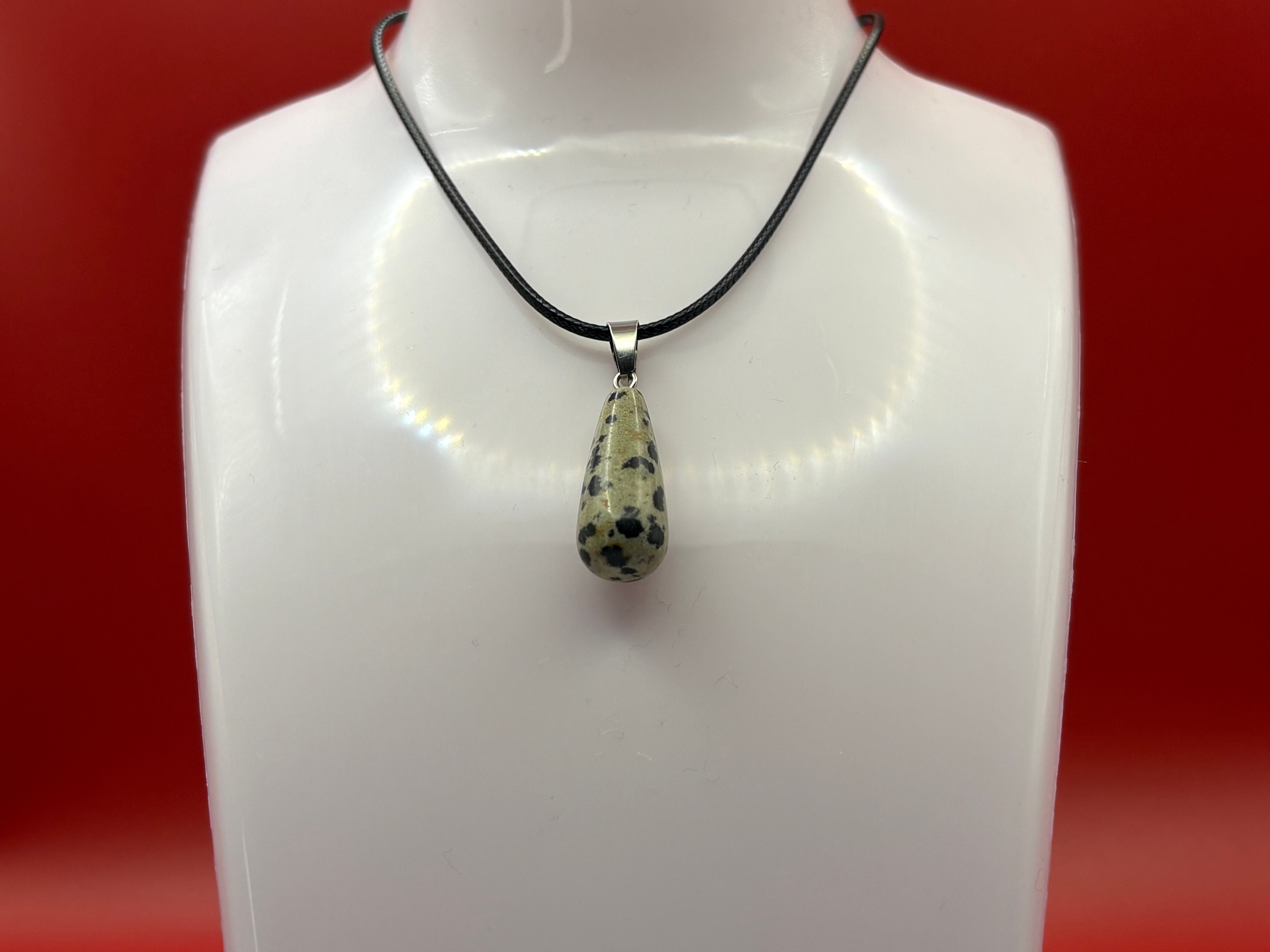 Fossil Dawn Peardrop Pendant Necklace with Faux Leather Cord