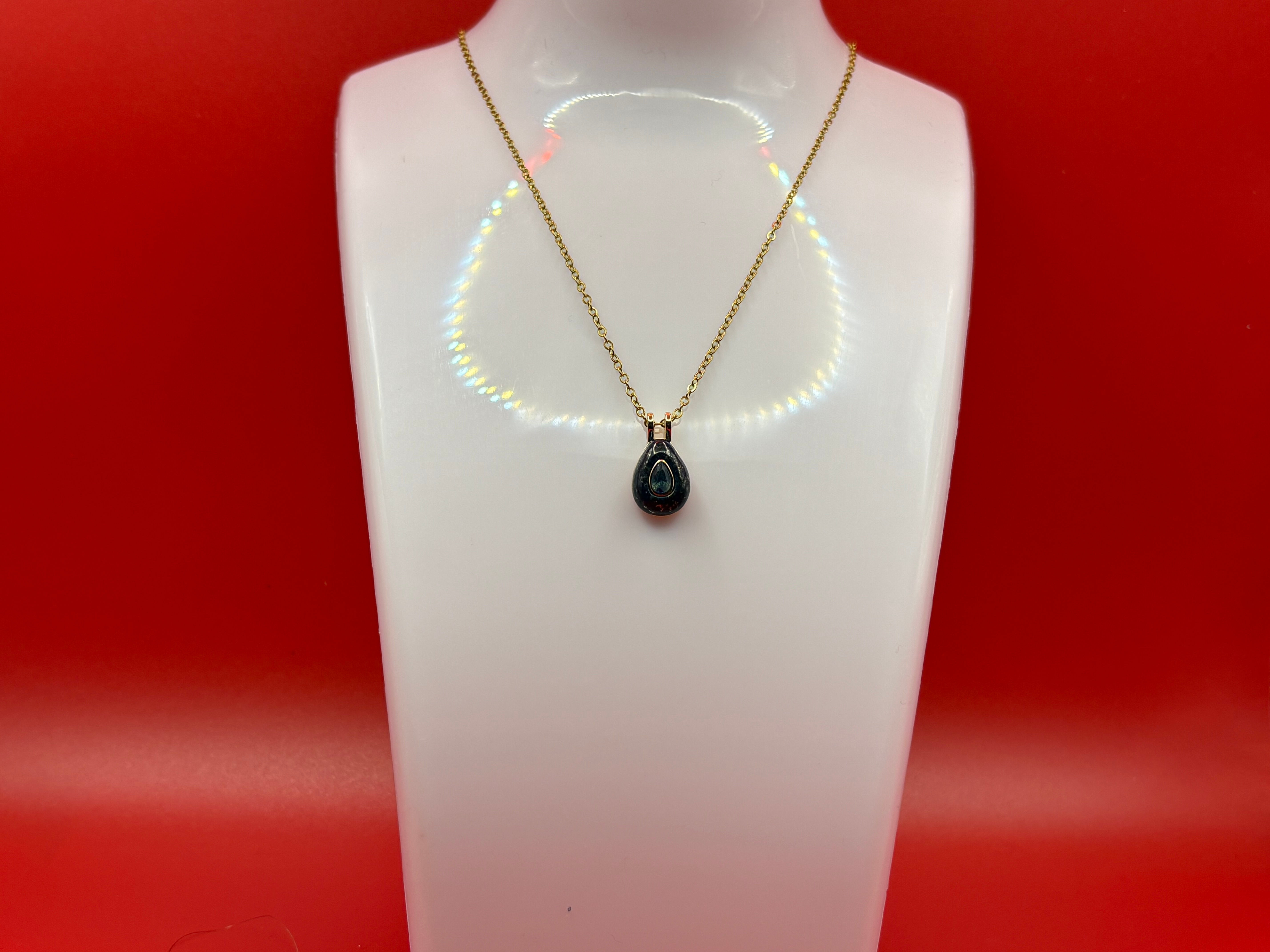 Lapis Waterdrop Pendant Necklace with Chain