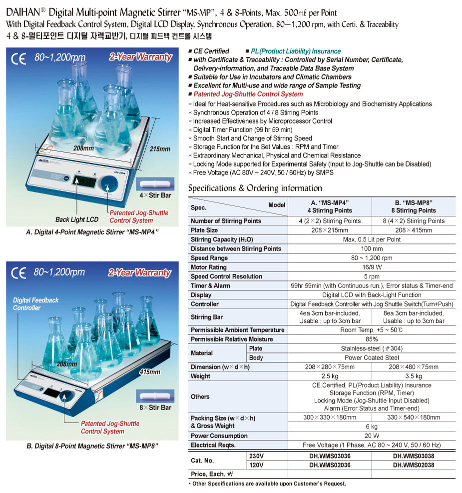 섬네일: 멀티포인트 디지털 자력교반기(DAIHAN® Digital Multi-point Magnetic Stirrer “MS-MP”)