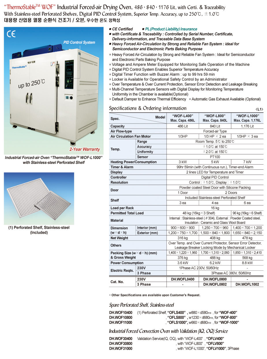 섬네일: 대용량 산업용 열풍 순환식 건조기/오븐(“ThermoStable TM WOF” Industrial Forced-air Drying Oven)