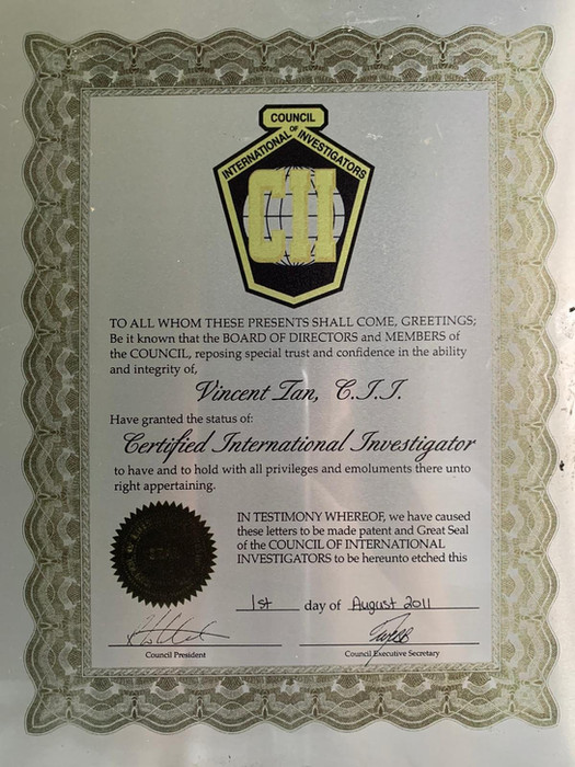 Private Investigator Certificate 3