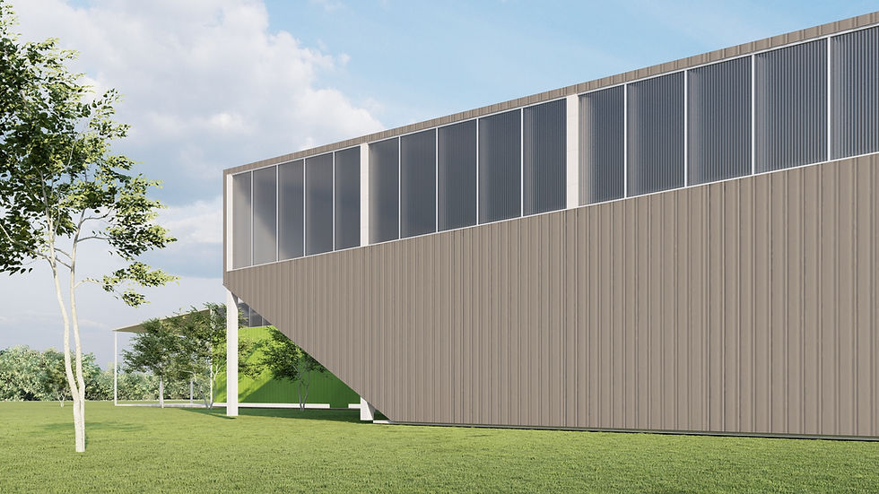 Exterior view highlighting architectural features by West Rand architects