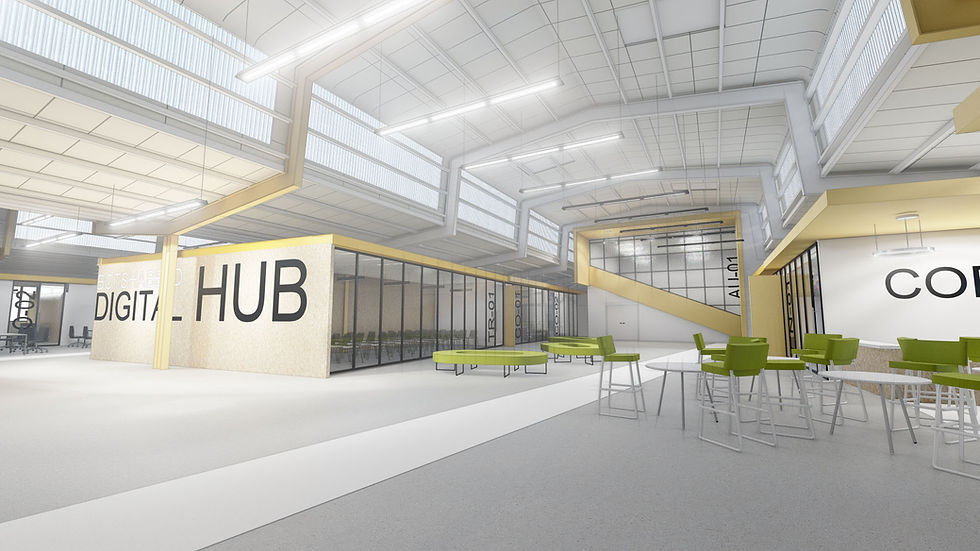 Collaborative office space showcasing cutting-edge architectural design