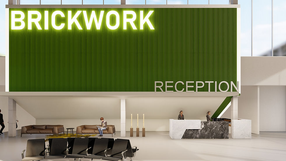 Interior view of industrial-inspired architectural elements
