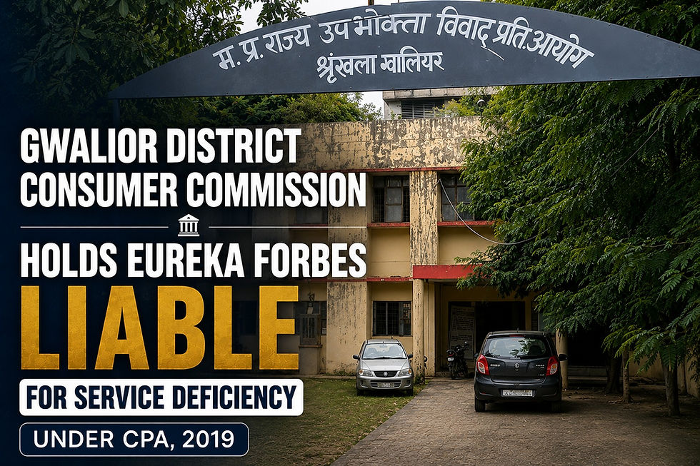 Gwalior District Consumer Commission Holds Eureka Forbes Liable for Service Deficiency Under CPA, 2019