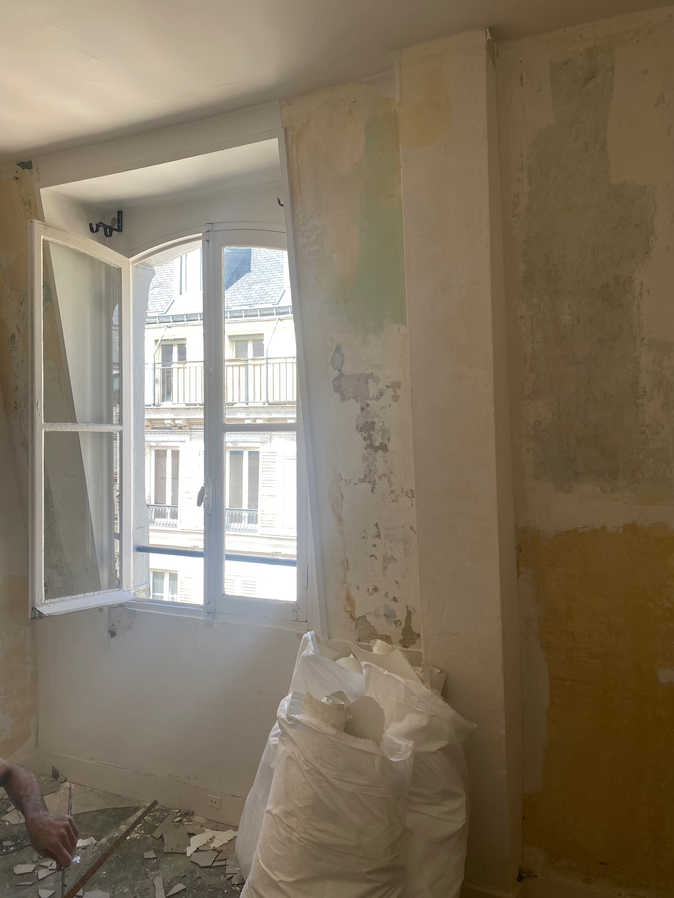 photo de chantier d'une rénovation complète d'un appartement pour location a paris 9e par studio acp