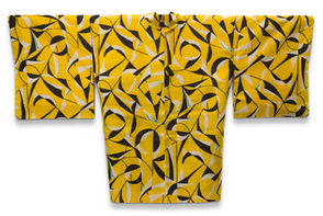 MEISEN HAORI (SHORT JACKET)
Japan
ca 1910-1950’s
Meisen silk, plain weave, stencil-printed warp & weft, lined
H 39 x W 50, inches