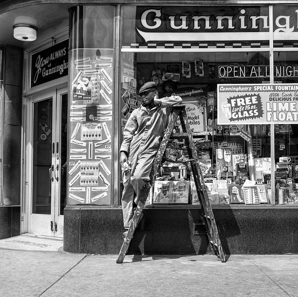 Man on Ladder, Cunningham Drugstore