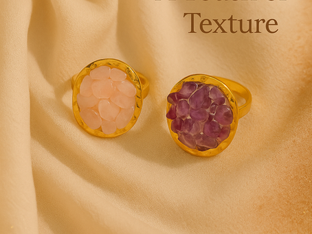 Premium Feel – Golden Stainless-Steel Ring with Pink or Purple Gravel Adhesion