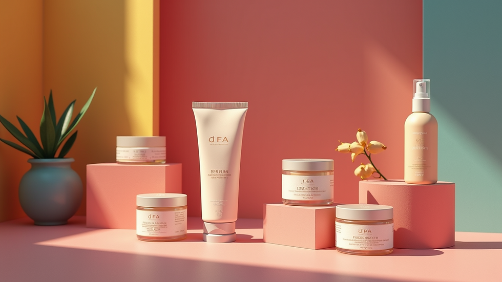 Eye-level view of a colorful branding display