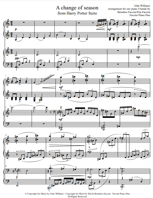 Miniatura: J. Williams - "A change of season" from Harry Potter Suite (one piano 4 hands)