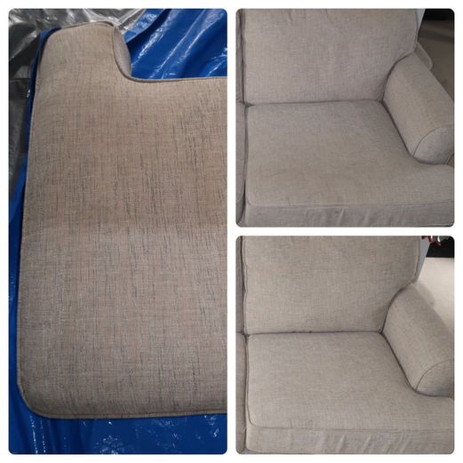 half way through an upholstery cleaning process.