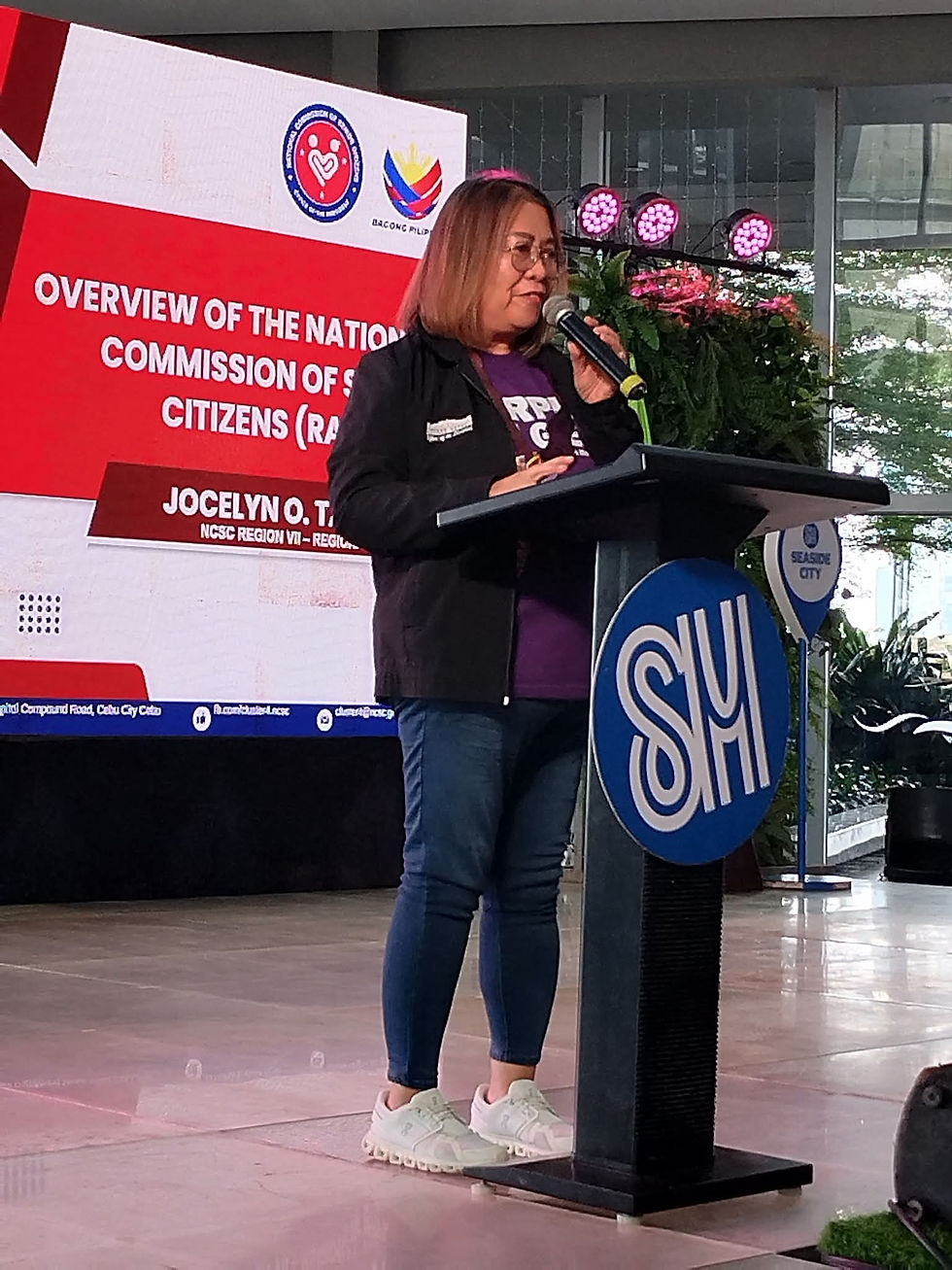 Jocelyn Tabotabo, Regional Director of the National Commission for Senior Citizens (NCSC) Region VII.