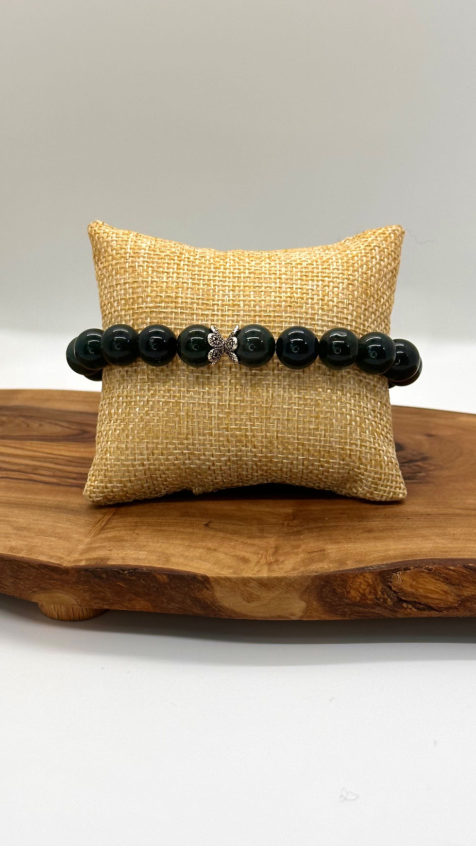 Thumbnail: Green Moss Agate Beaded Bracelet-10mm