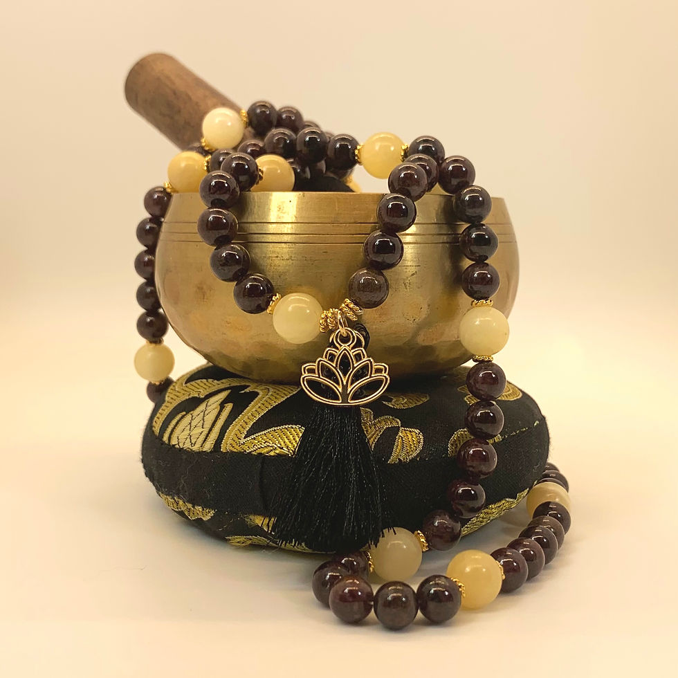 Thumbnail: Garnet and Honey Calcite 108-Meditation Beads -10mm