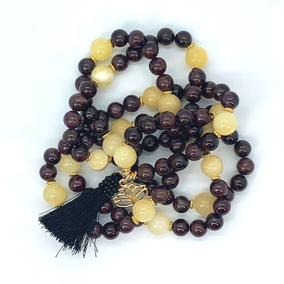 Thumbnail: Garnet and Honey Calcite 108-Meditation Beads -10mm