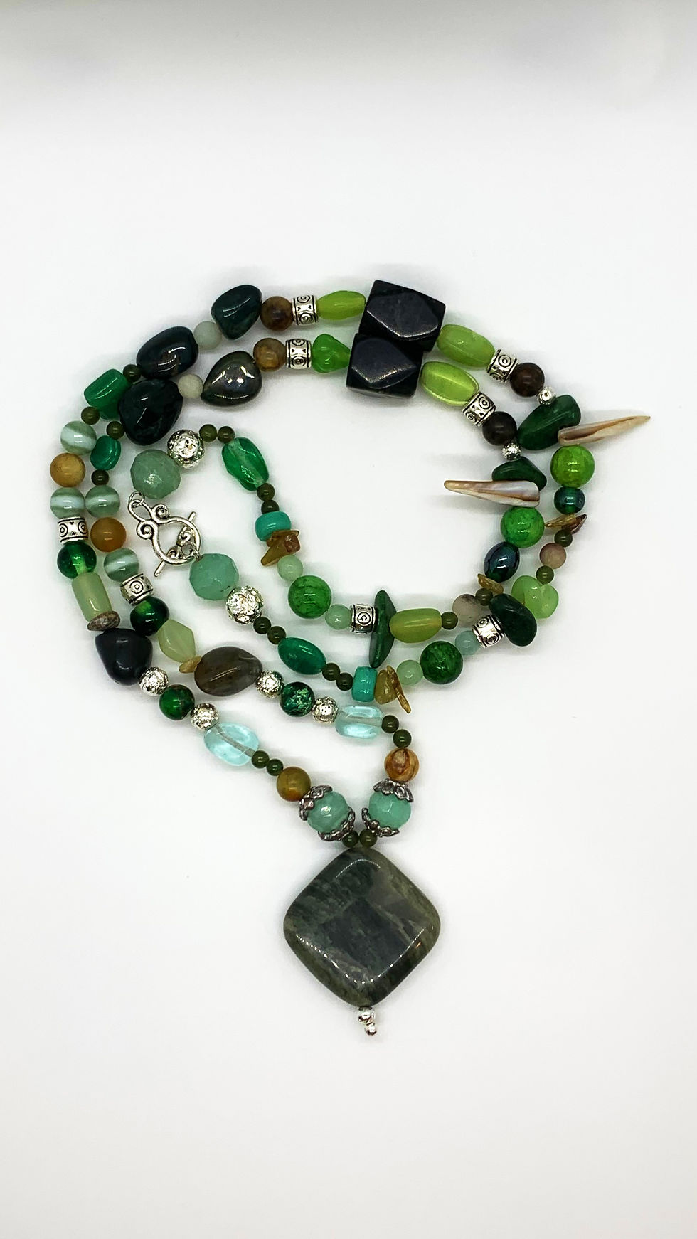 Thumbnail: Green Jasper Mixed Media Necklace
