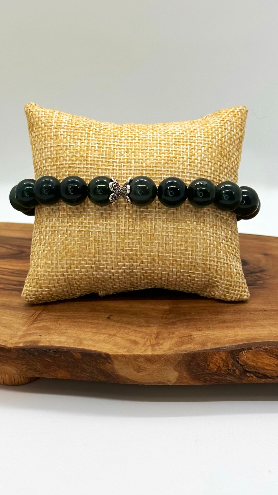 Green Moss Agate Beaded Bracelet-10mm