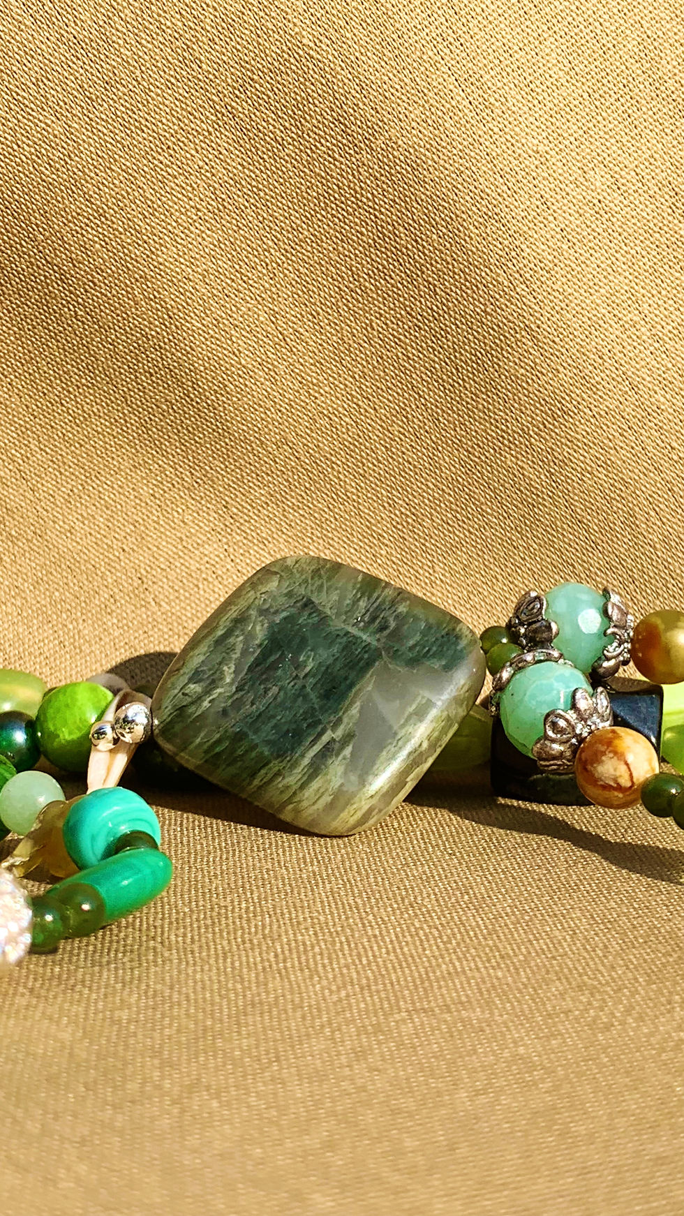 Thumbnail: Green Jasper Mixed Media Necklace