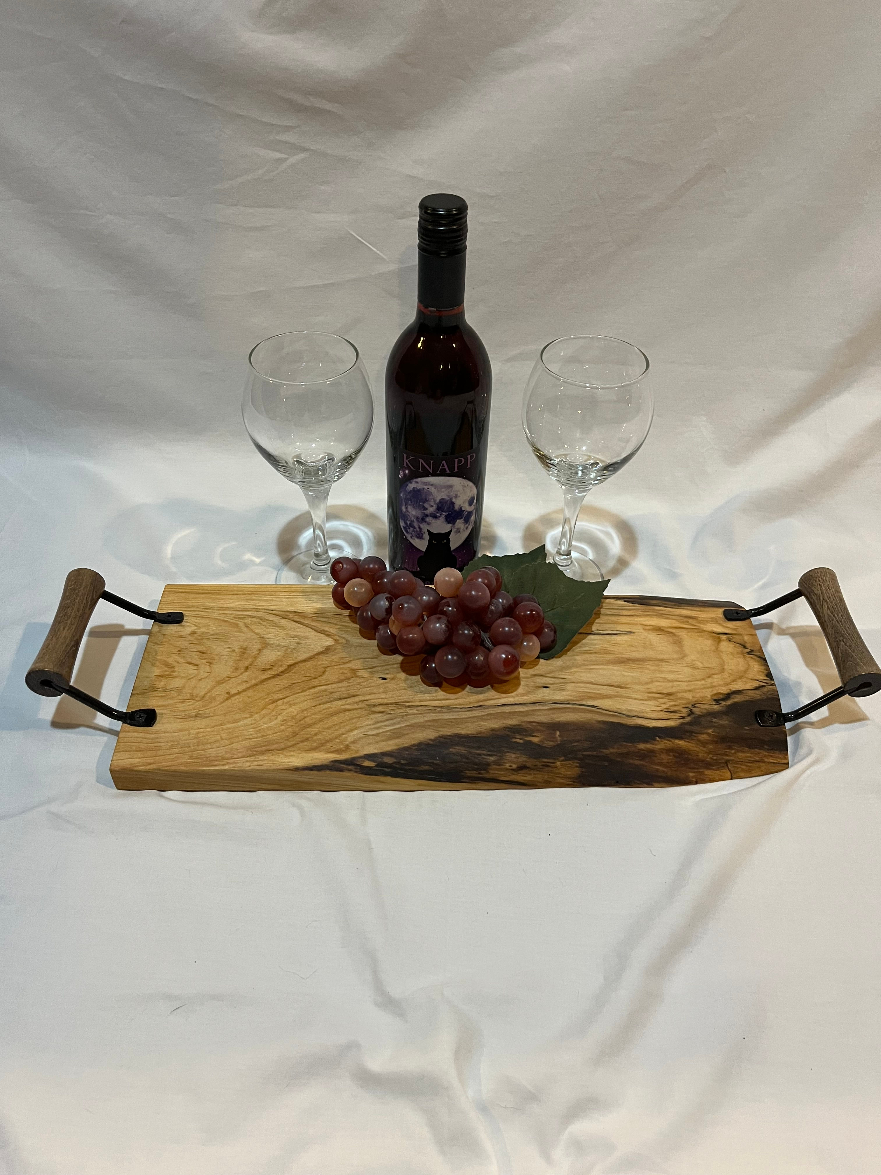 Live Edge Maple serving board w/wood handles