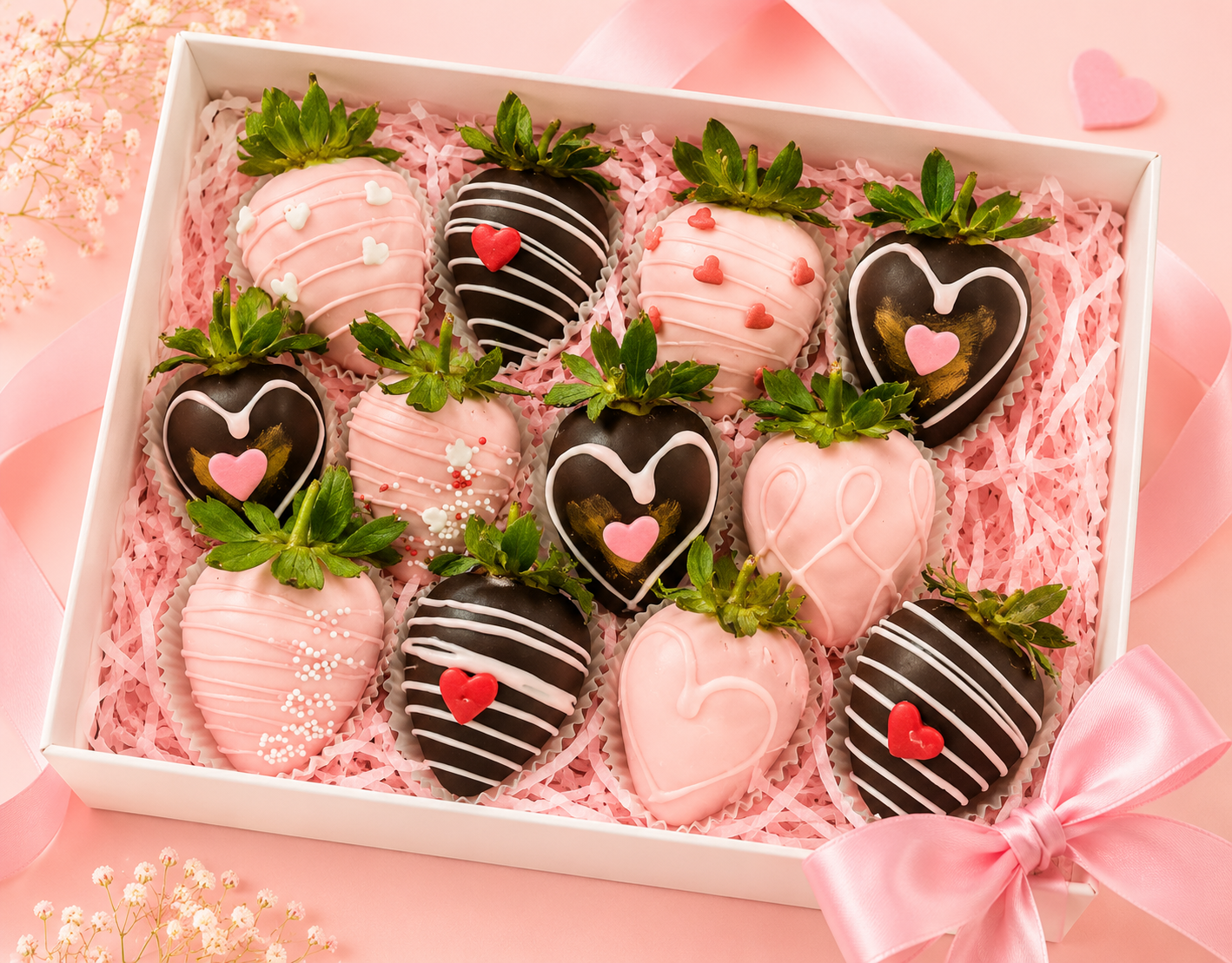 Happy Healthy choice gift box of  strawberries dipped in chocolate